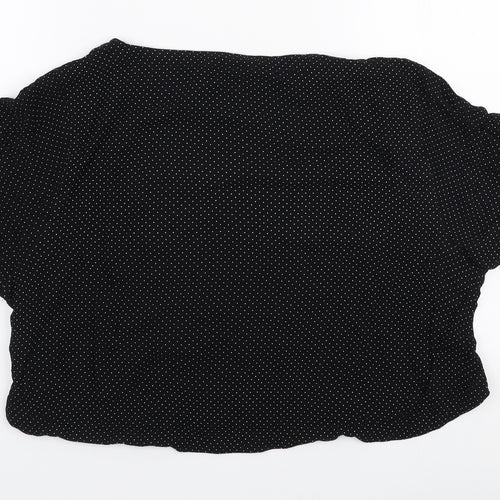 H&M Womens Black Polka Dot Viscose Basic Blouse Size 10 Round Neck