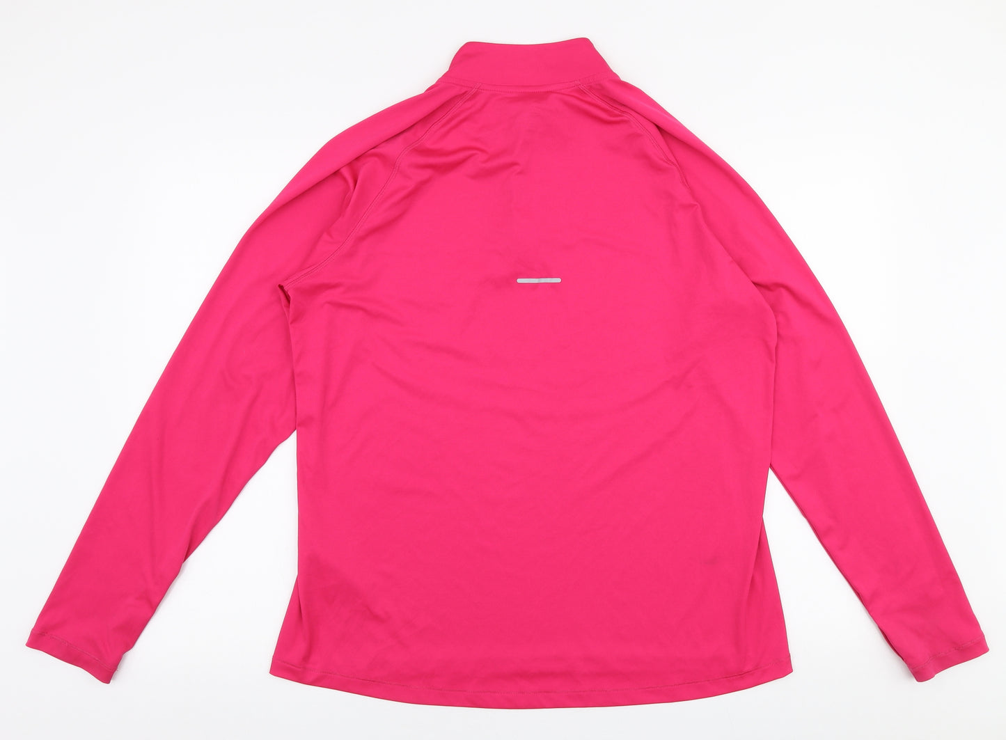 ASICS Womens Pink  Polyester Jersey T-Shirt Size XL High Neck Zip