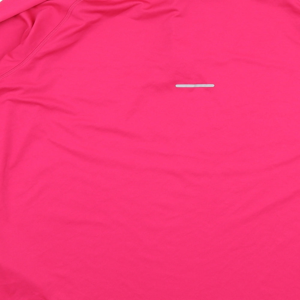 ASICS Womens Pink  Polyester Jersey T-Shirt Size XL High Neck Zip