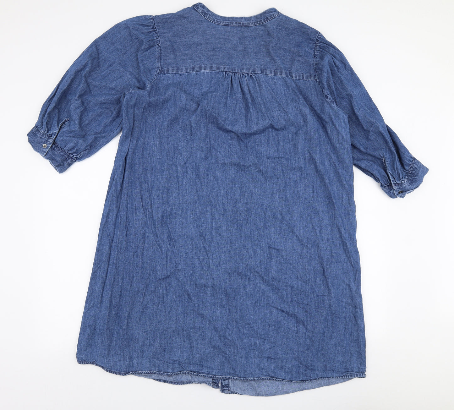 F&F Womens Blue  100% Cotton A-Line  Size 10  V-Neck Button