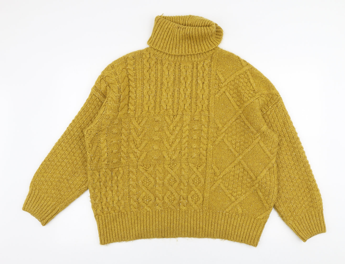 F&F Womens Yellow Roll Neck  Acrylic Pullover Jumper Size 18