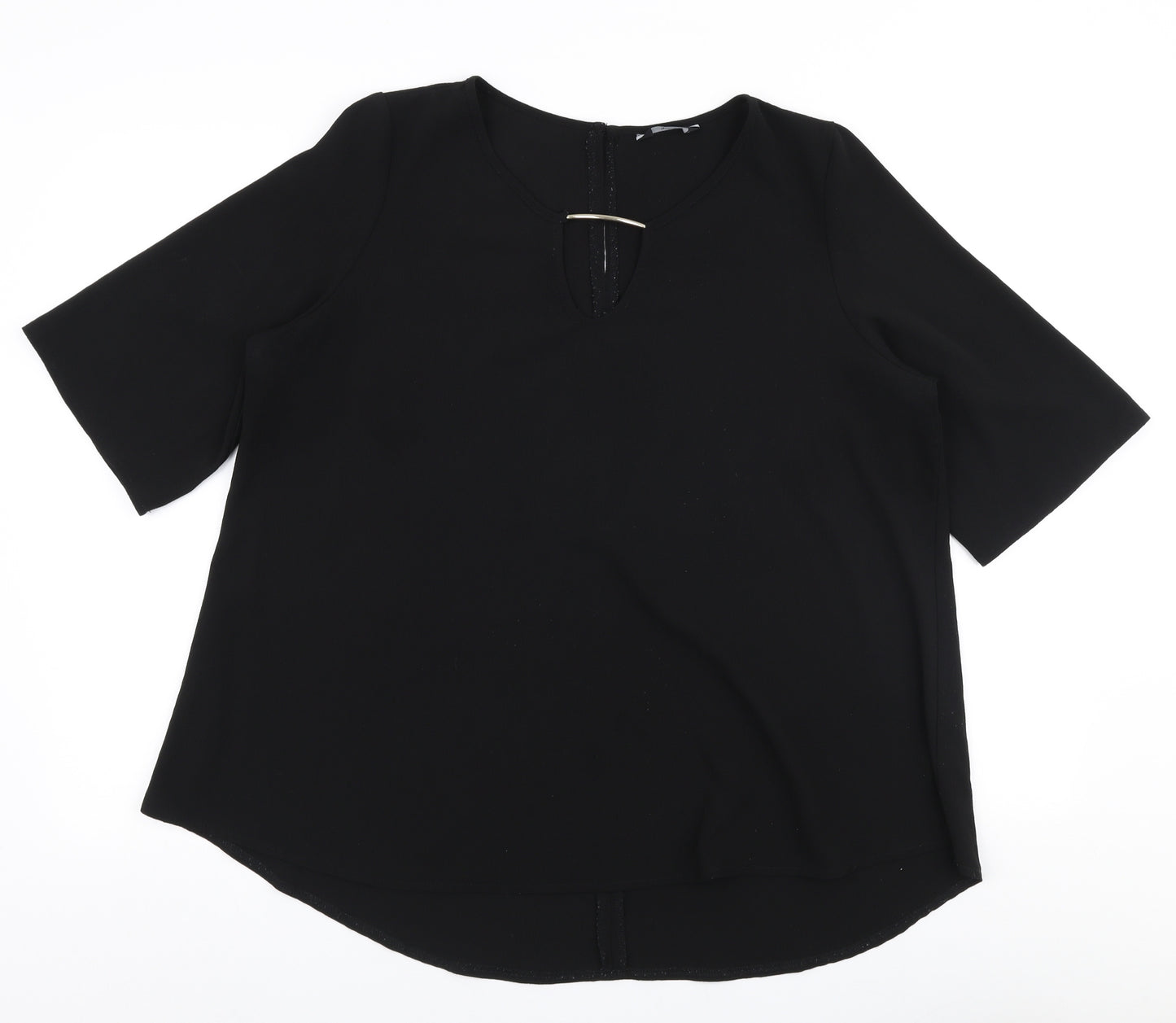 F&F Womens Black  Polyester Basic Blouse Size 18 Round Neck