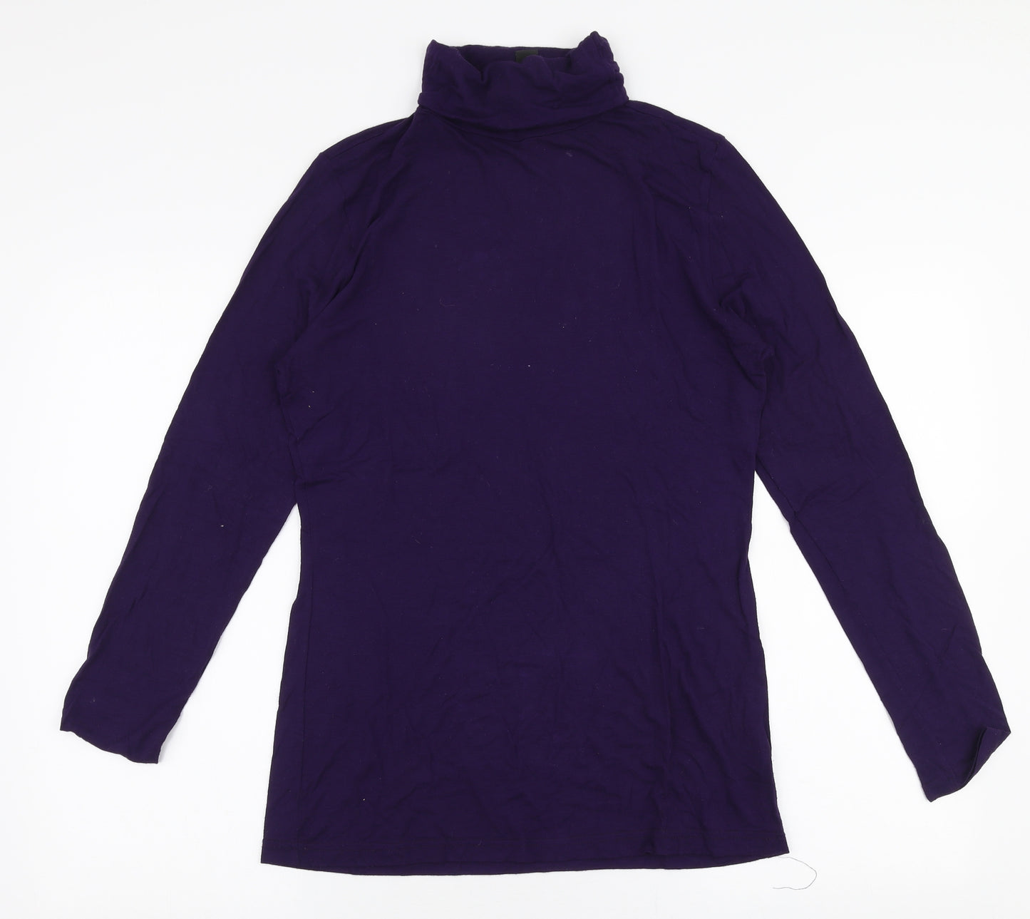 H&M Womens Purple  Viscose Jersey T-Shirt Size M Roll Neck