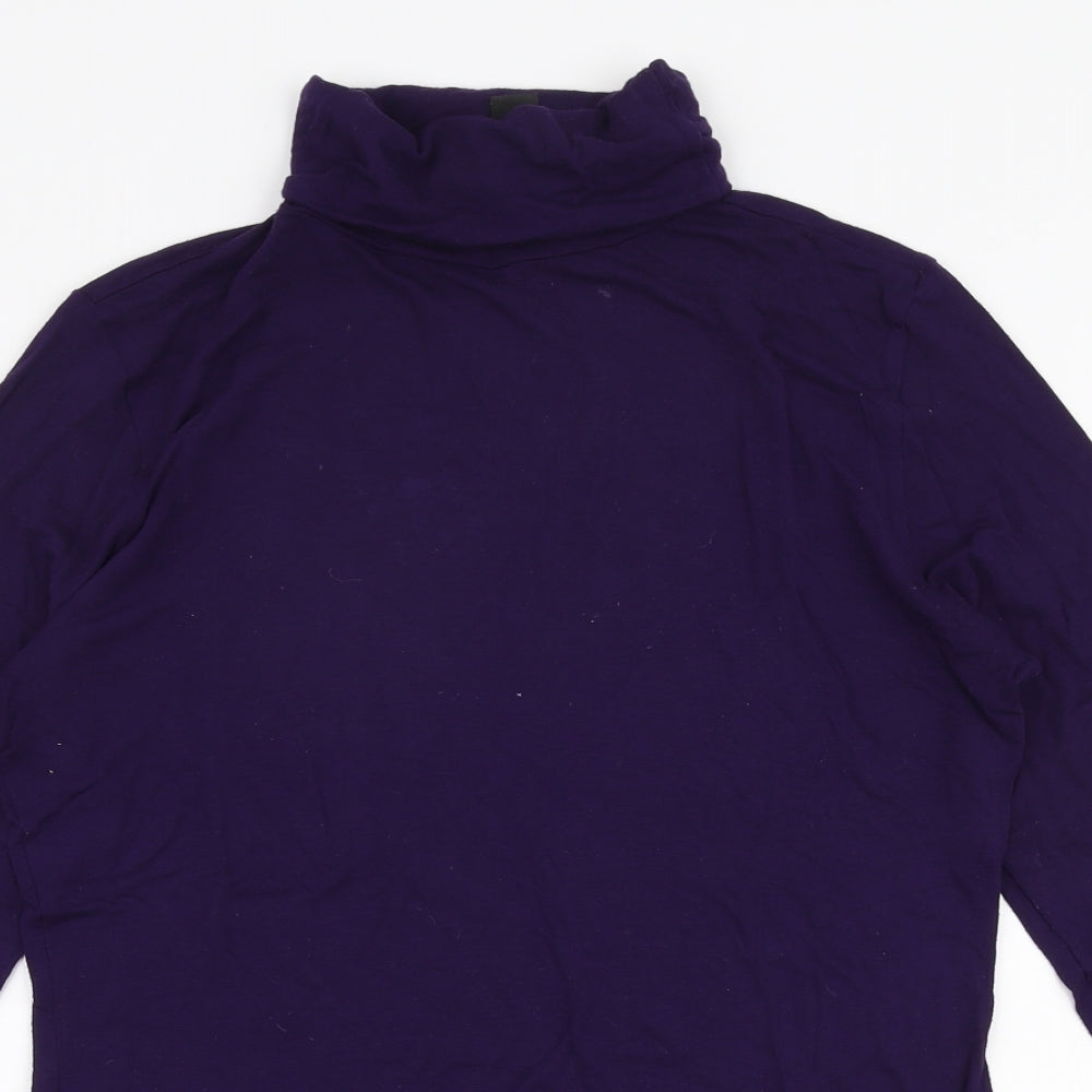 H&M Womens Purple  Viscose Jersey T-Shirt Size M Roll Neck