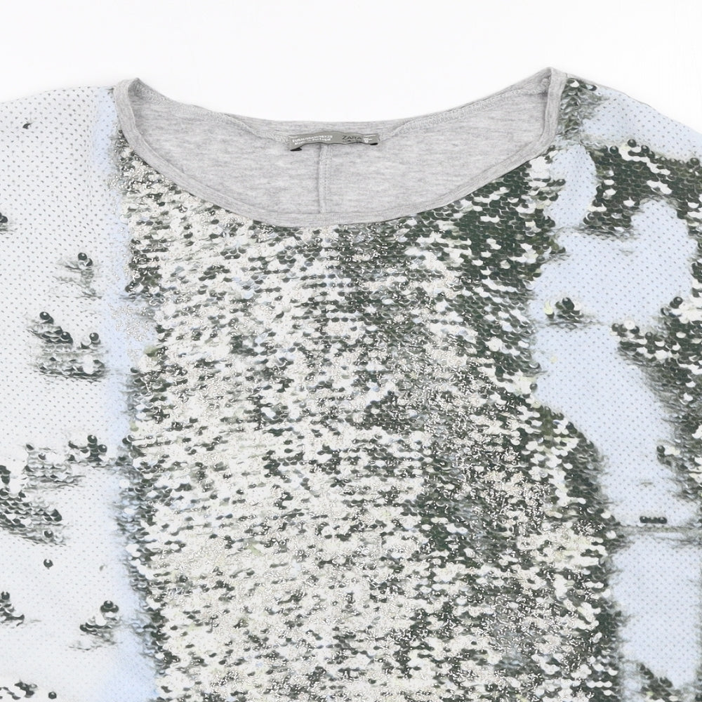 Zara Womens Multicoloured Floral Polyester Basic Blouse Size M Round Neck