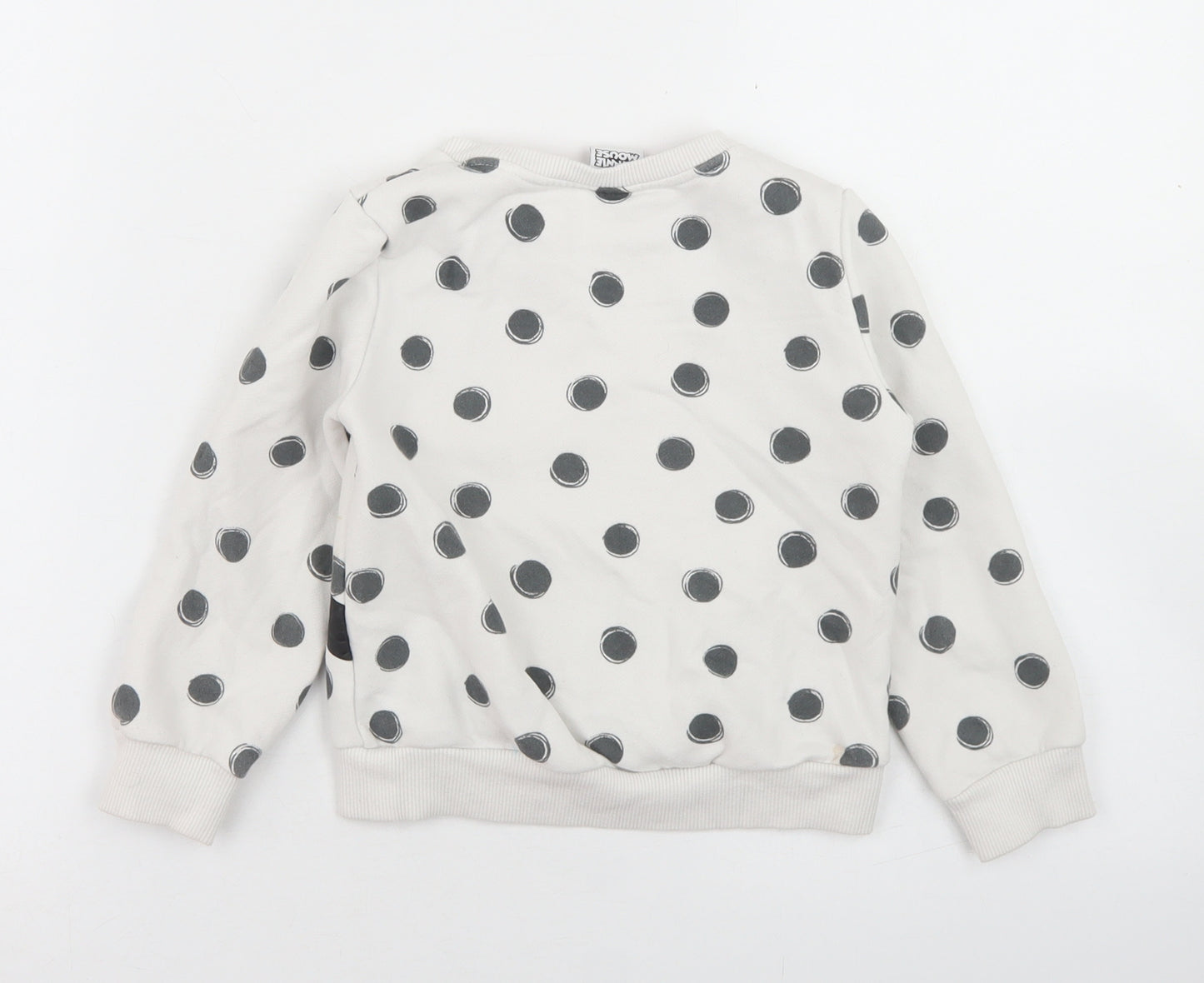F&F Girls White Polka Dot Cotton Pullover Sweatshirt Size 4-5 Years   - Minnie Mouse