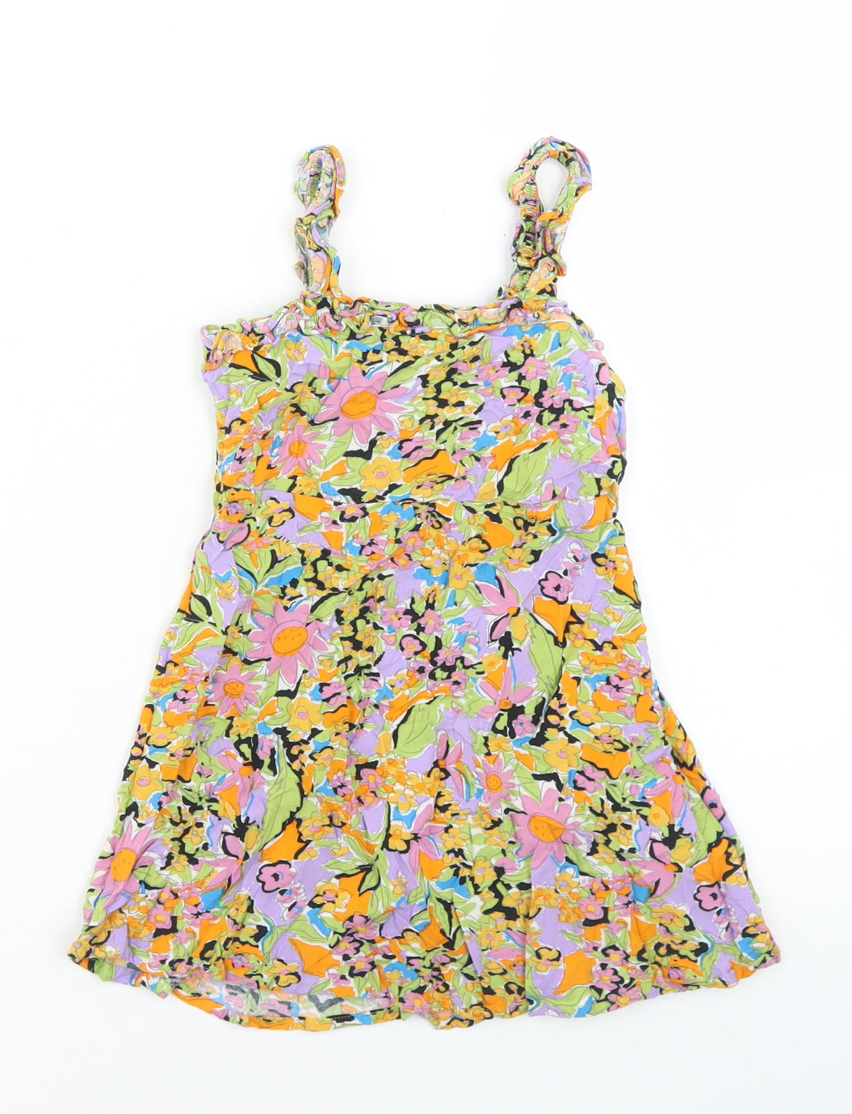 NEXT Girls Multicoloured Floral Viscose Fit & Flare  Size 5 Years  Round Neck
