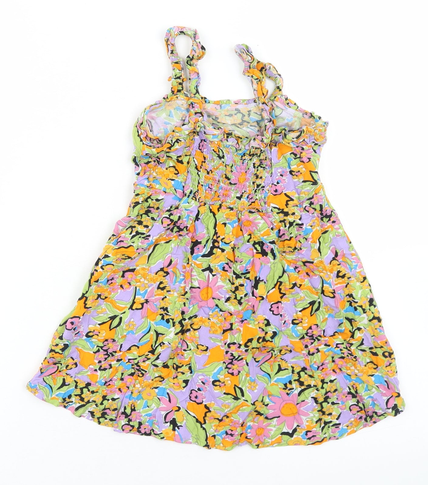 NEXT Girls Multicoloured Floral Viscose Fit & Flare  Size 5 Years  Round Neck
