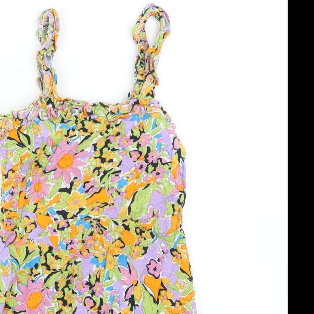 NEXT Girls Multicoloured Floral Viscose Fit & Flare  Size 5 Years  Round Neck