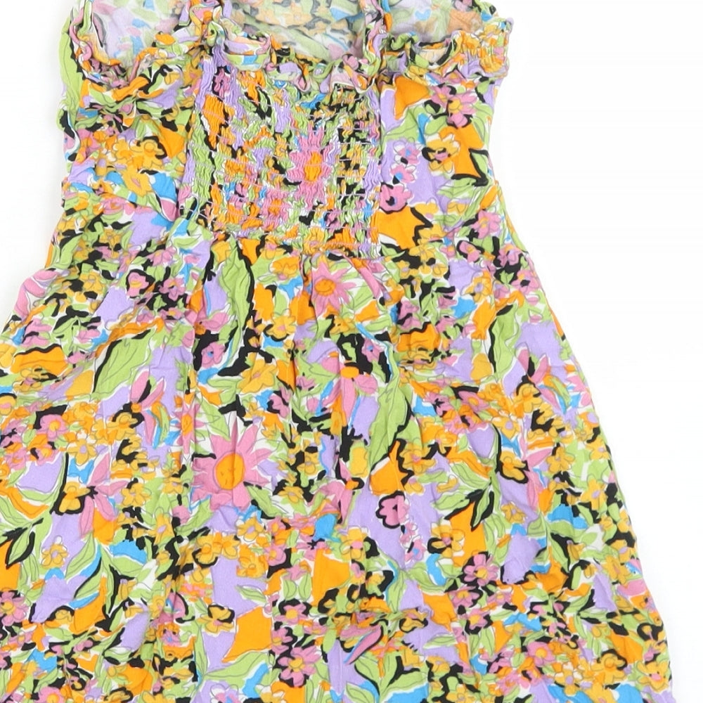 NEXT Girls Multicoloured Floral Viscose Fit & Flare  Size 5 Years  Round Neck