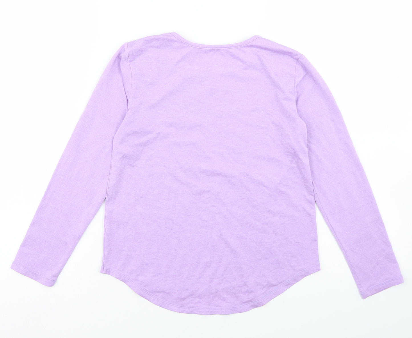 Dunnes Stores Girls Purple  Polyester Basic T-Shirt Size 7-8 Years Round Neck
