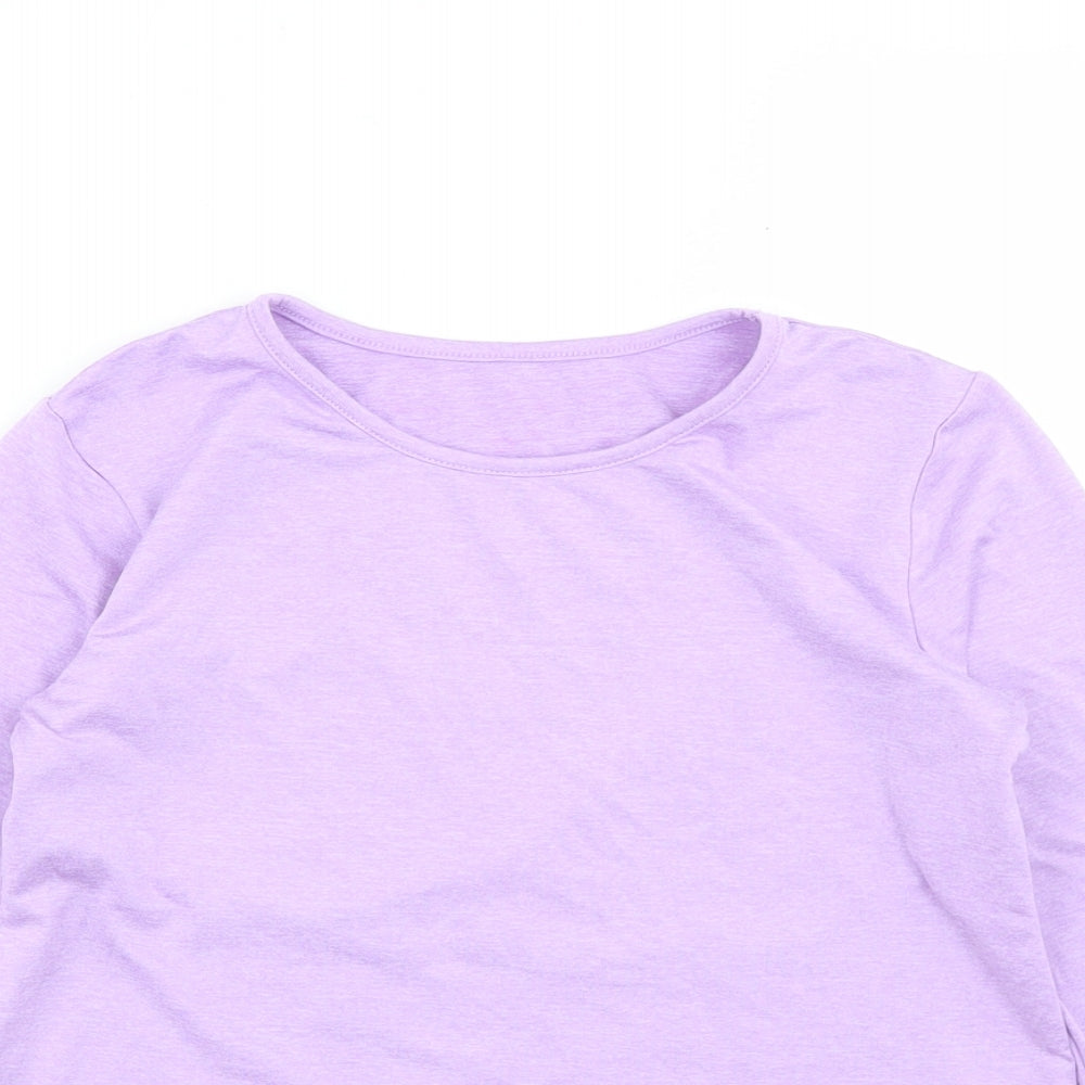 Dunnes Stores Girls Purple  Polyester Basic T-Shirt Size 7-8 Years Round Neck