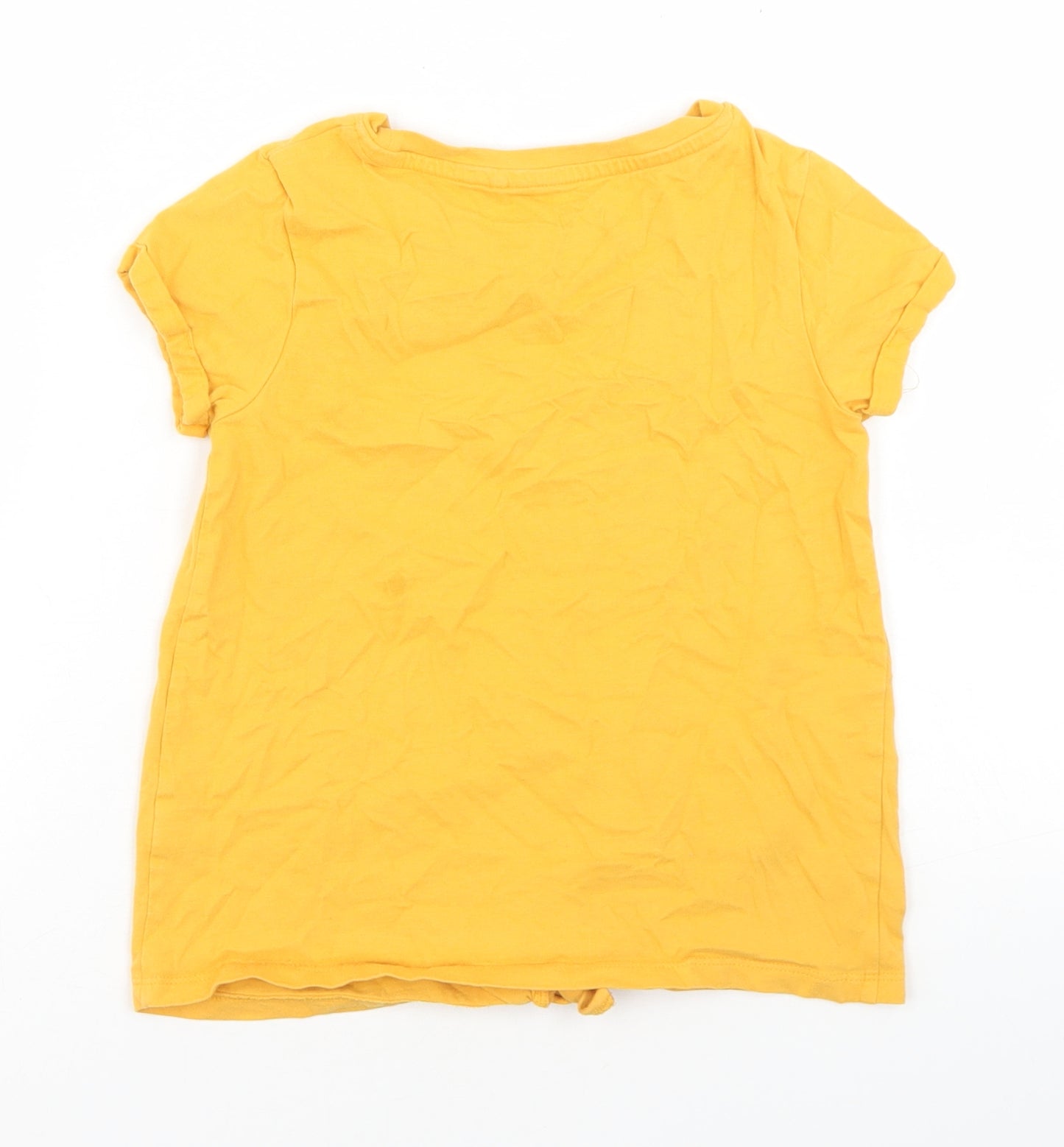 NEXT Girls Yellow  Cotton Basic T-Shirt Size 7 Years Crew Neck  - Collect Beautiful Moments