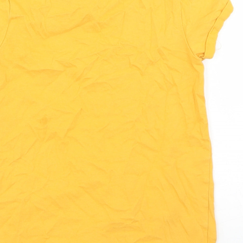 NEXT Girls Yellow  Cotton Basic T-Shirt Size 7 Years Crew Neck  - Collect Beautiful Moments