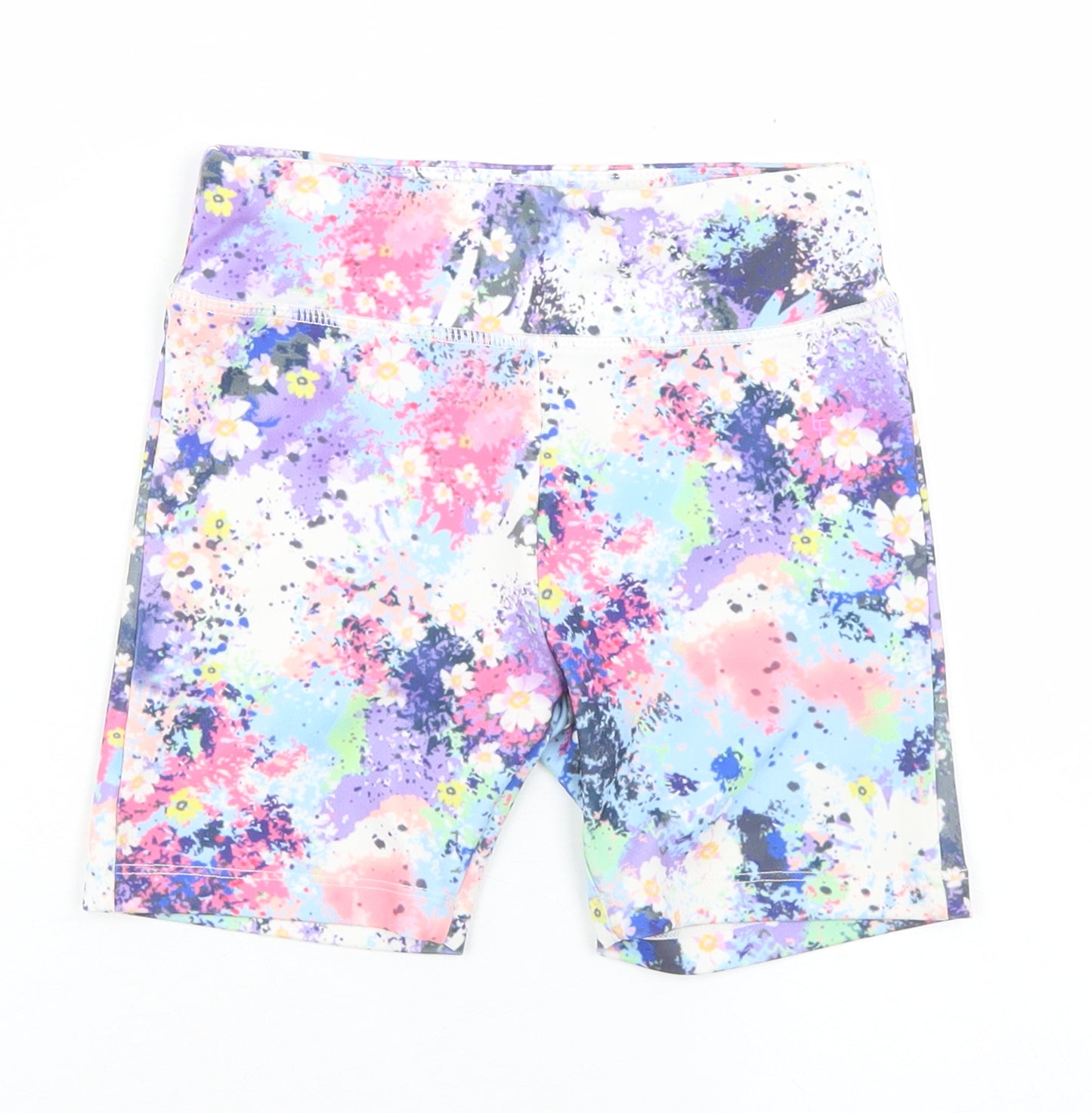 Leigh Tucker Girls Multicoloured Floral Polyester Biker Shorts Size 6-7 Years  Regular