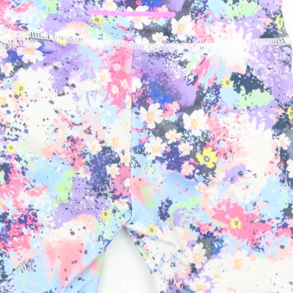 Leigh Tucker Girls Multicoloured Floral Polyester Biker Shorts Size 6-7 Years  Regular