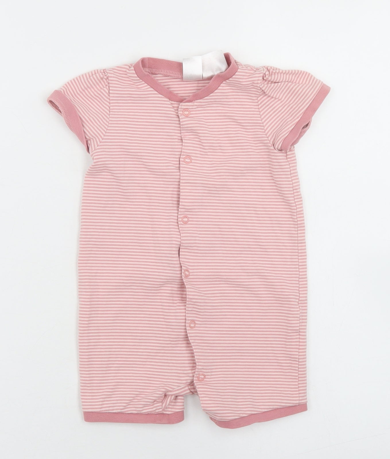 H&M Girls Pink Striped Cotton Romper One-Piece Size 6-9 Months  Snap