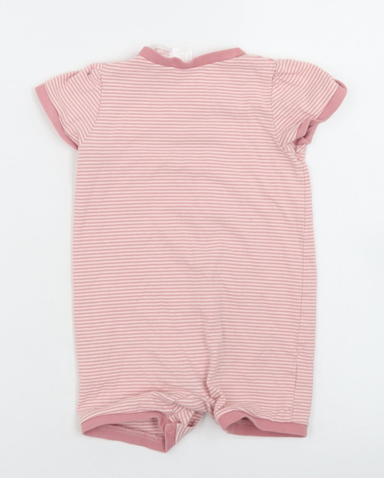H&M Girls Pink Striped Cotton Romper One-Piece Size 6-9 Months  Snap