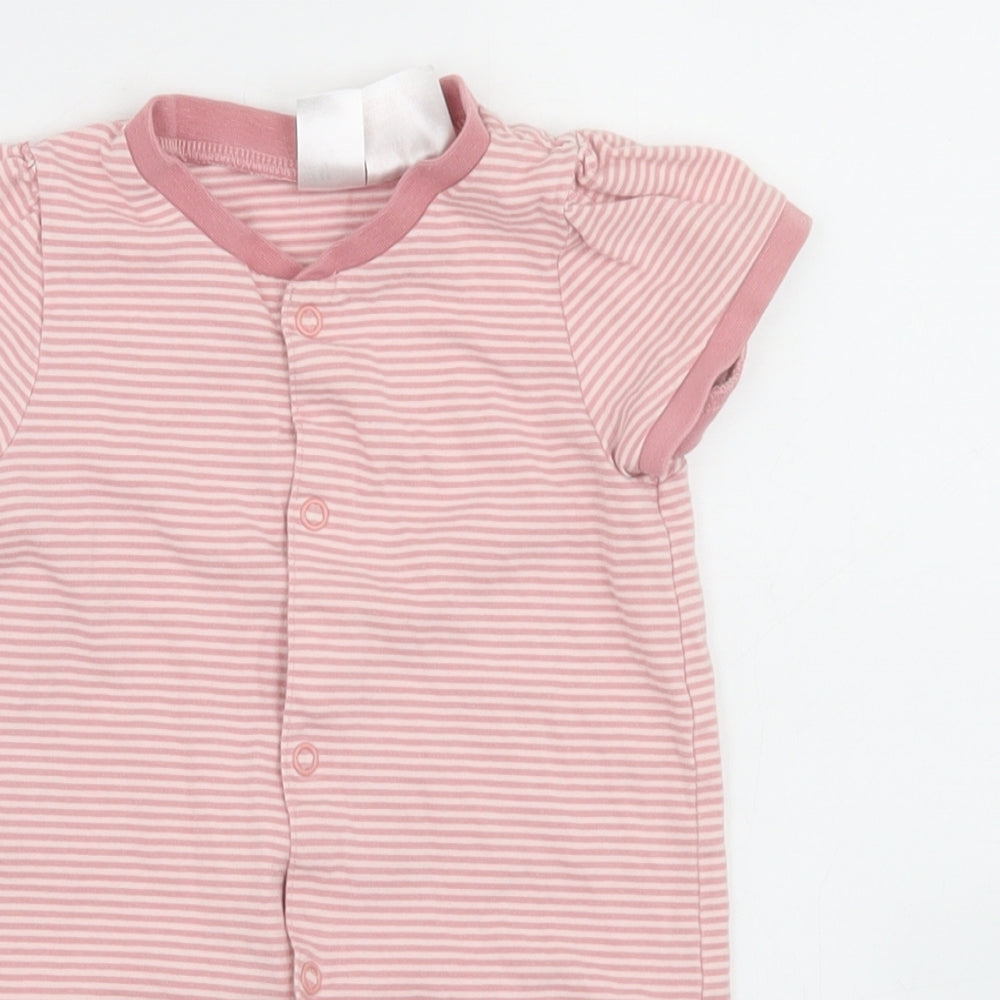 H&M Girls Pink Striped Cotton Romper One-Piece Size 6-9 Months  Snap