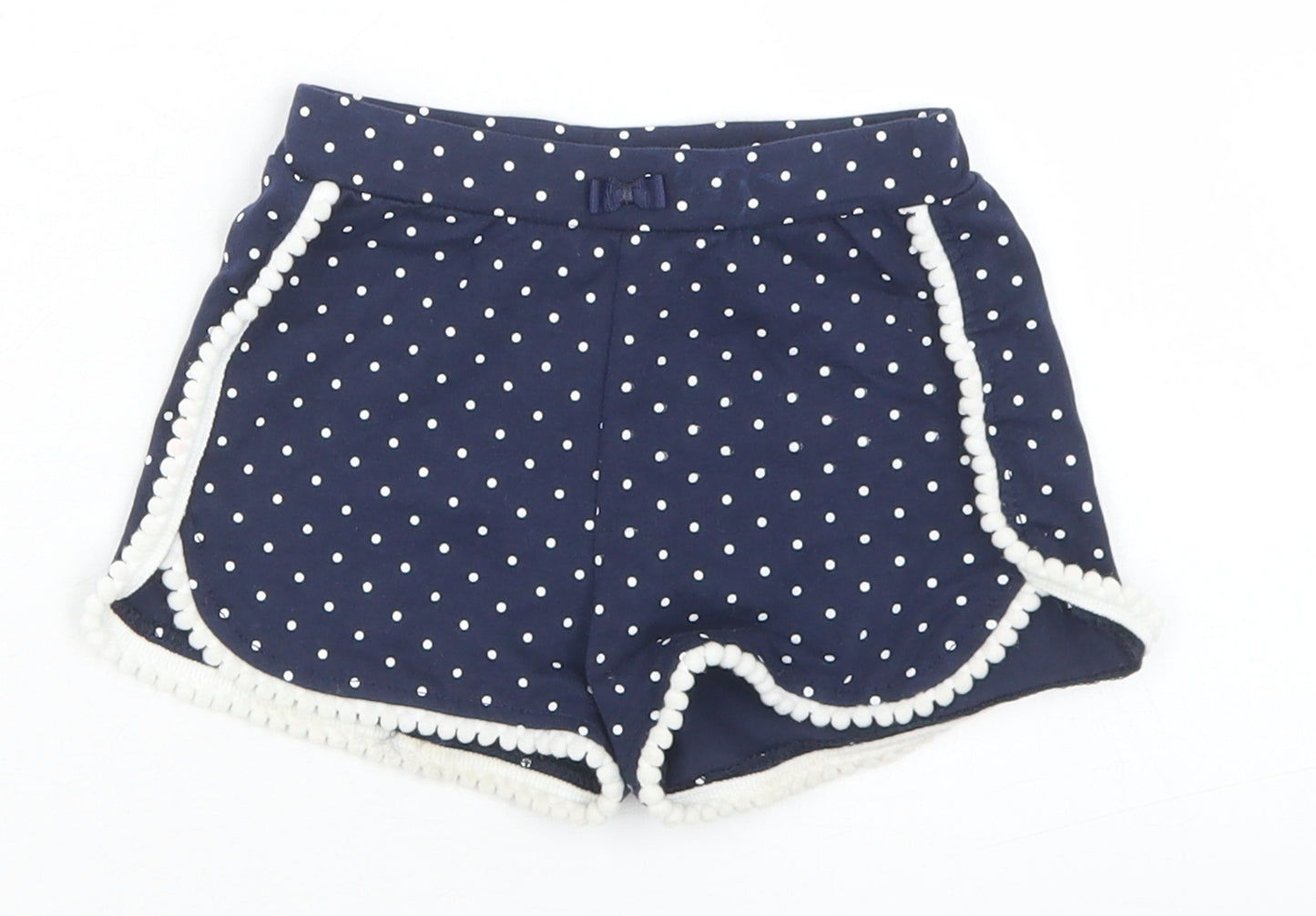 Preworn Girls Blue Polka Dot Cotton Cropped Trousers Size 12-18 Months