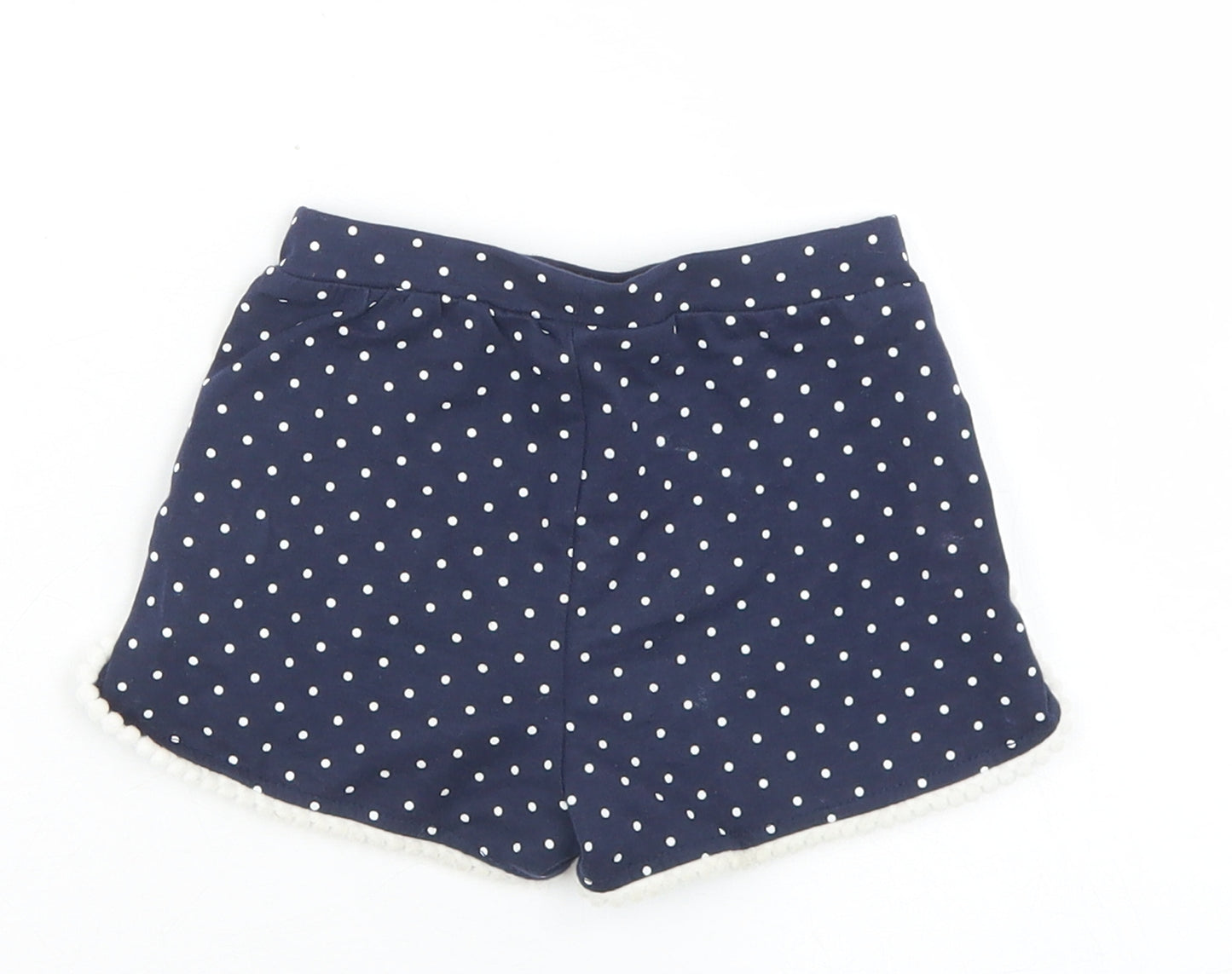 Preworn Girls Blue Polka Dot Cotton Cropped Trousers Size 12-18 Months