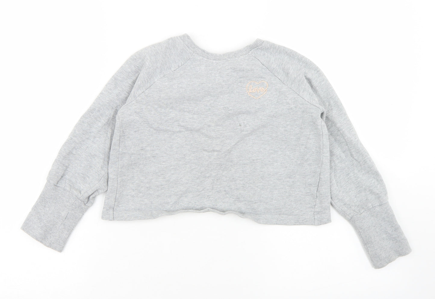 NEXT Girls Grey  Cotton Pullover Sweatshirt Size 7 Years   - Cropped, Open Back