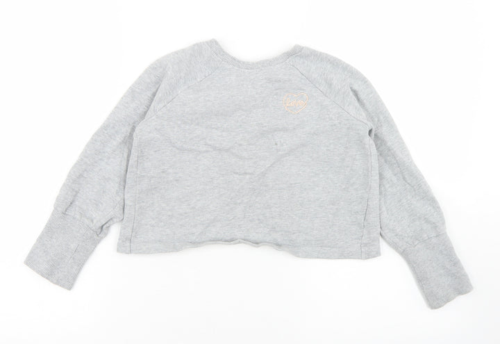 NEXT Girls Grey  Cotton Pullover Sweatshirt Size 7 Years   - Cropped, Open Back