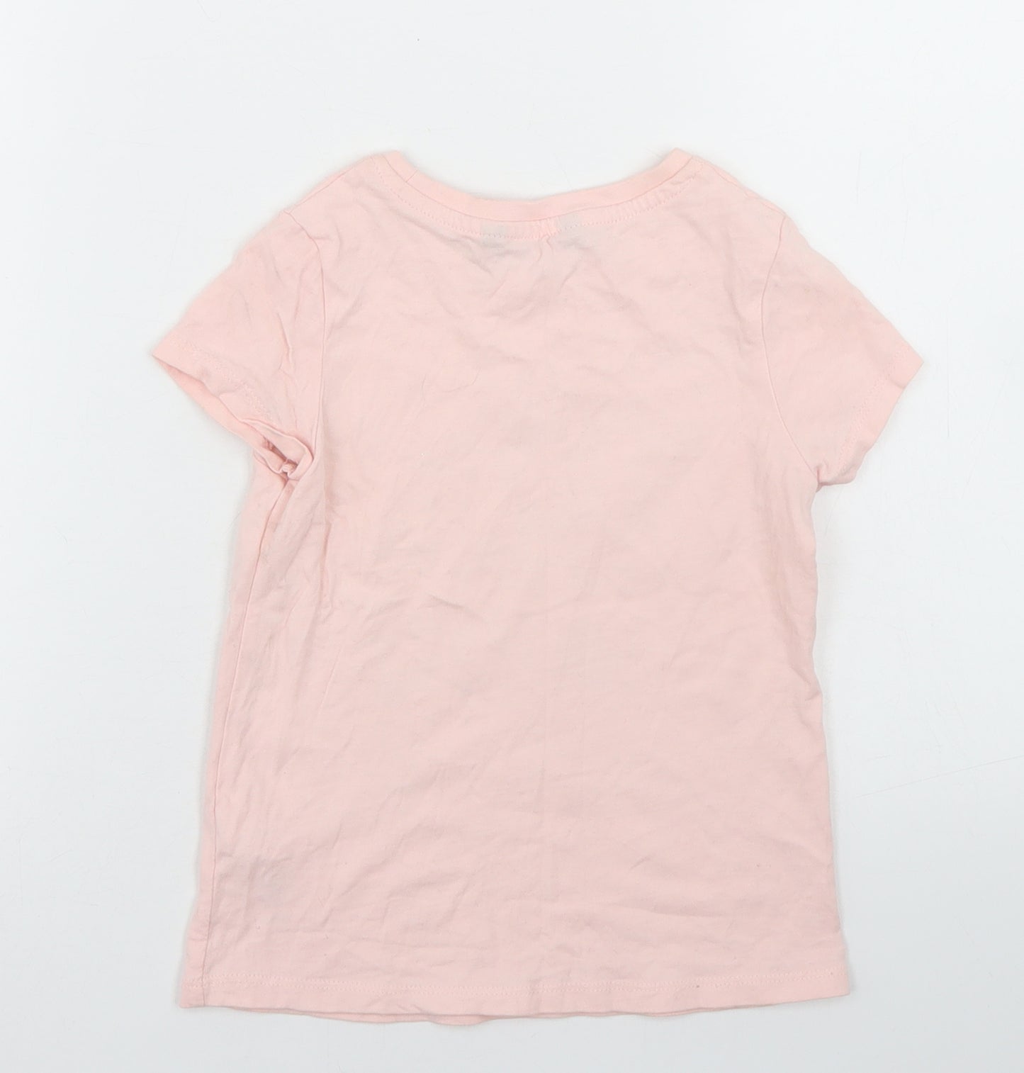 George Girls Pink  Cotton Basic T-Shirt Size 5-6 Years Crew Neck  - Let the Adventure Begin