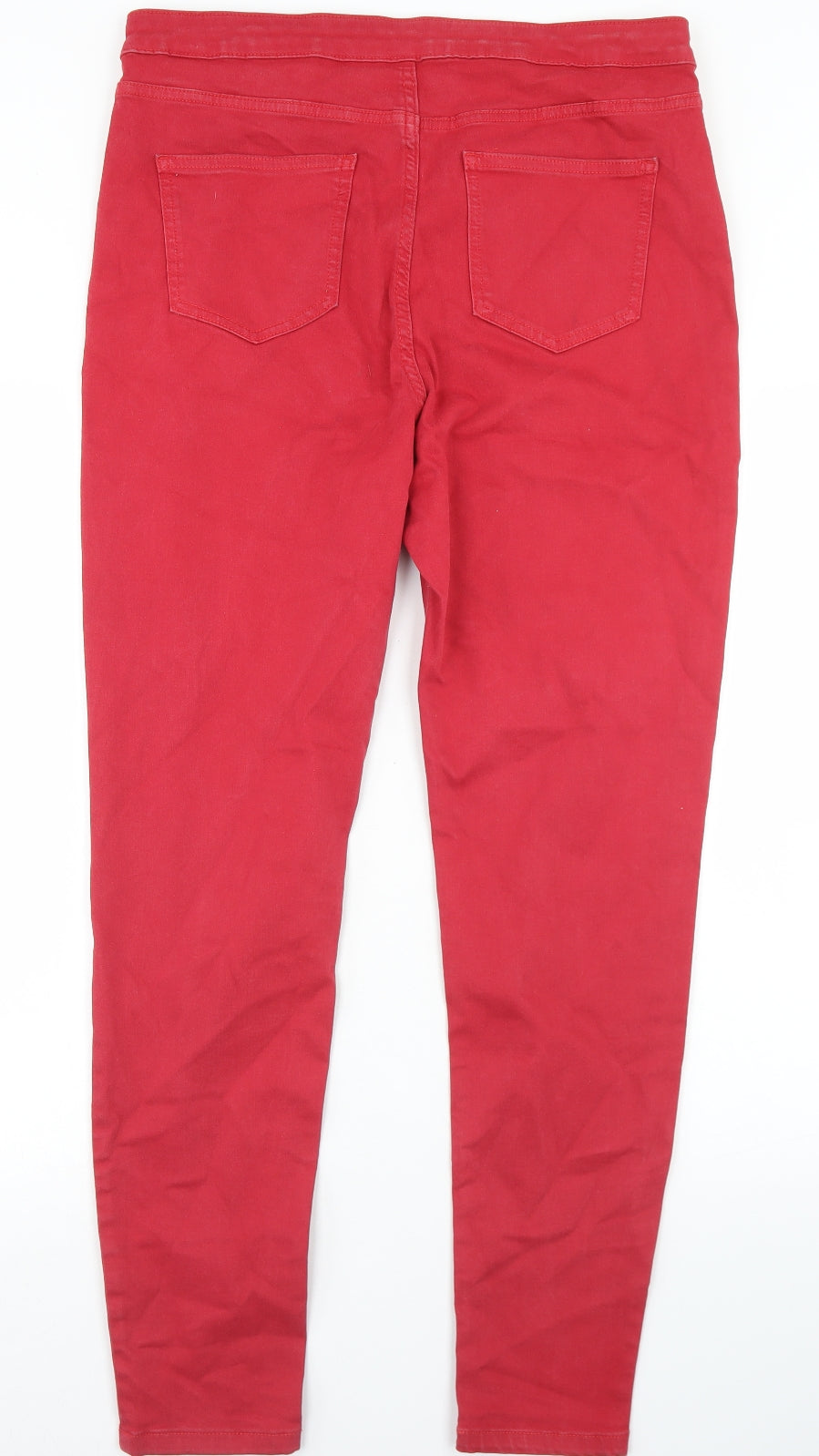 Marks and Spencer Womens Red  Cotton Skinny Jeans Size 16 L28 in Regular Button