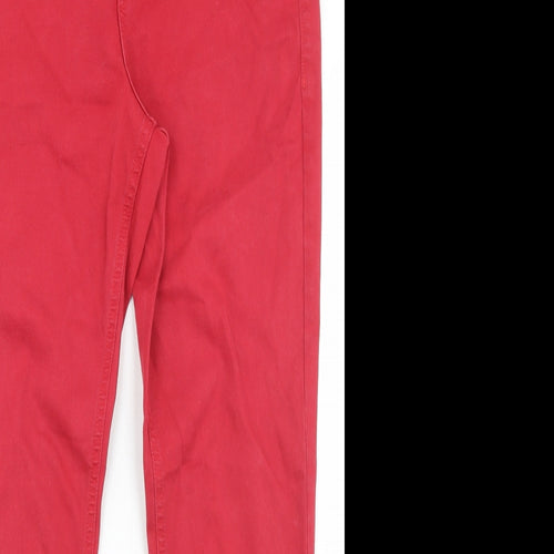 Marks and Spencer Womens Red  Cotton Skinny Jeans Size 16 L28 in Regular Button