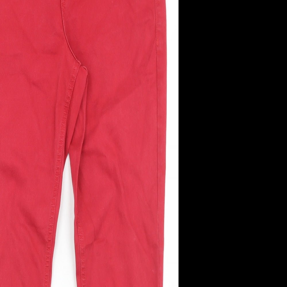 Marks and Spencer Womens Red  Cotton Skinny Jeans Size 16 L28 in Regular Button