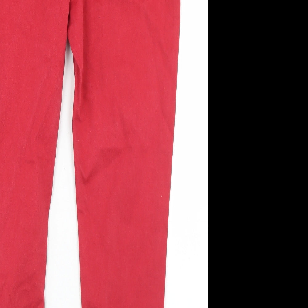Marks and Spencer Womens Red  Cotton Skinny Jeans Size 16 L28 in Regular Button