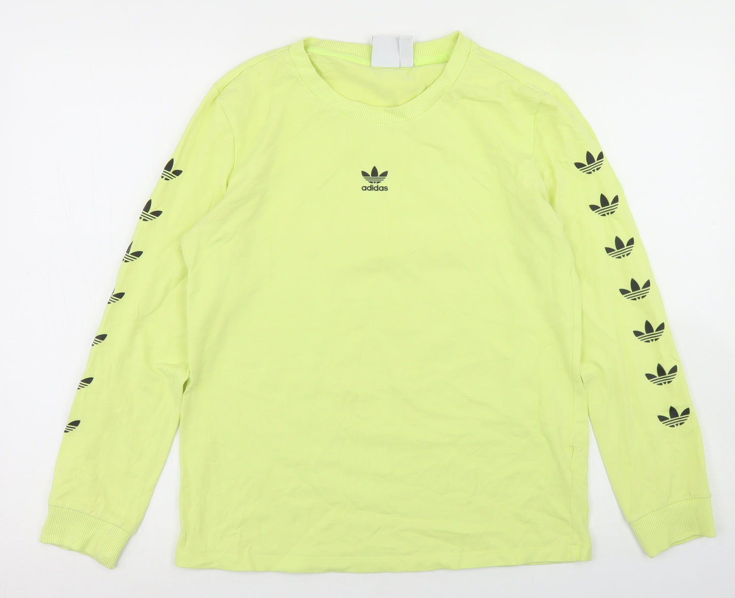 adidas Womens Yellow  Cotton Basic T-Shirt Size 10 Crew Neck