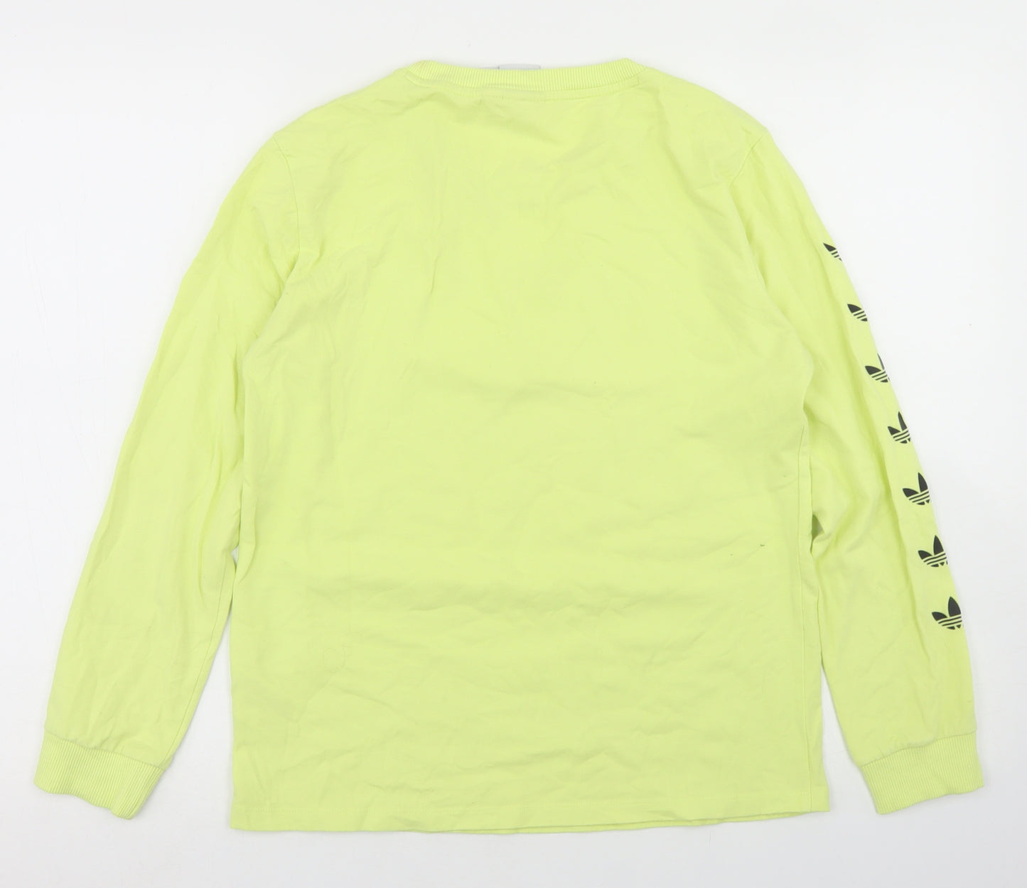 adidas Womens Yellow  Cotton Basic T-Shirt Size 10 Crew Neck