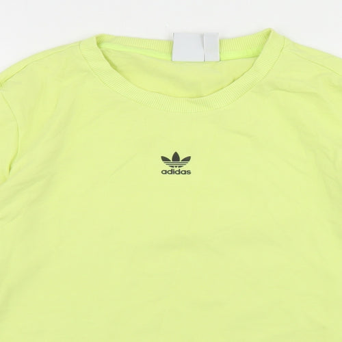 adidas Womens Yellow  Cotton Basic T-Shirt Size 10 Crew Neck
