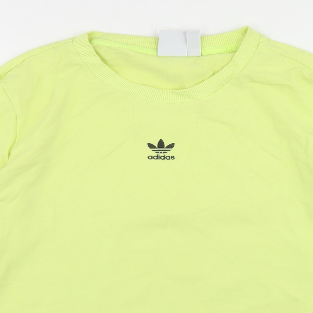 adidas Womens Yellow  Cotton Basic T-Shirt Size 10 Crew Neck