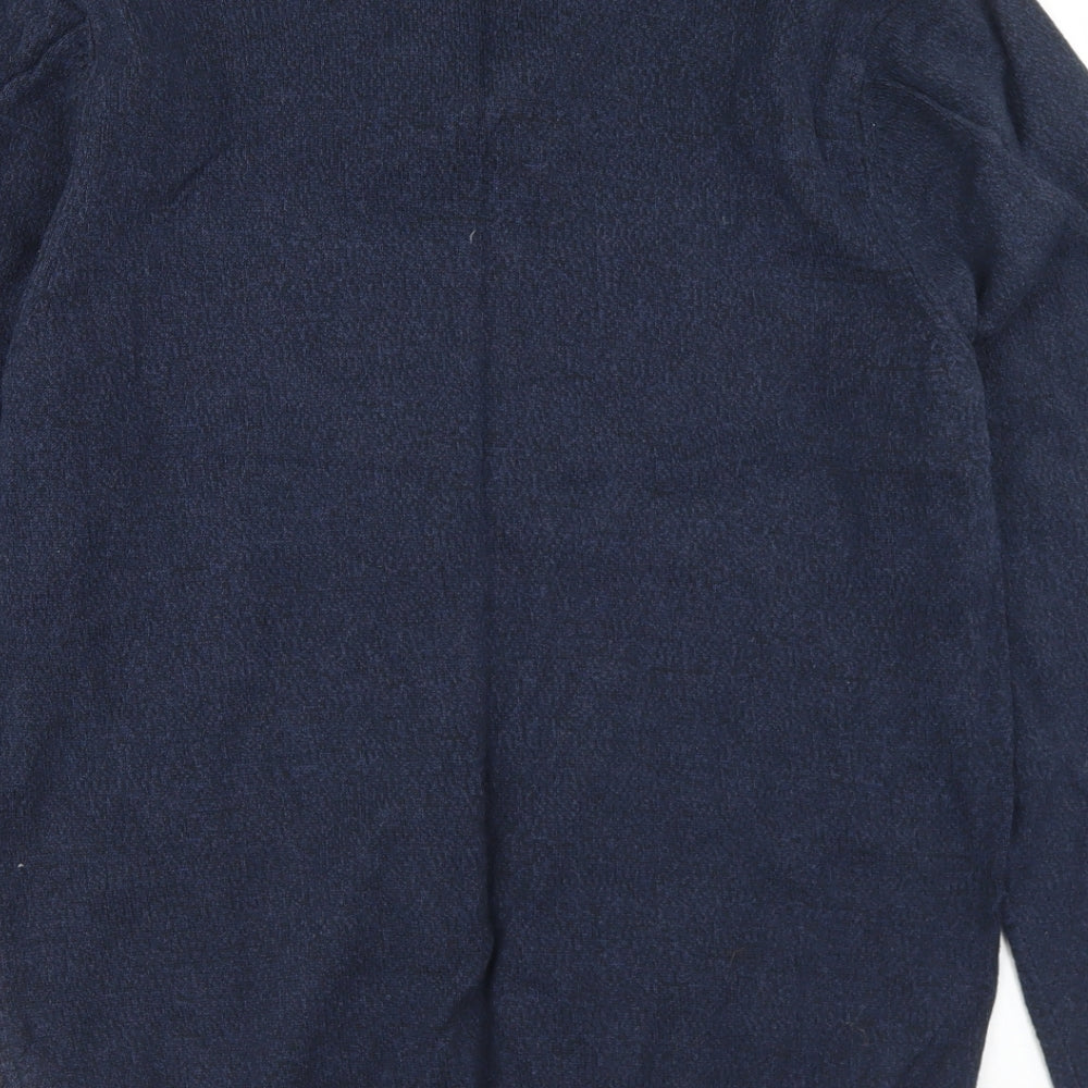 Marks and Spencer Mens Blue Collared  Cotton Pullover Jumper Size L