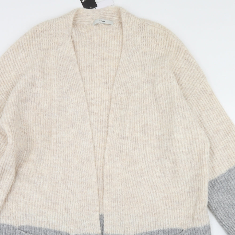 George Womens Beige Round Neck  Acrylic Cardigan Jumper Size XL
