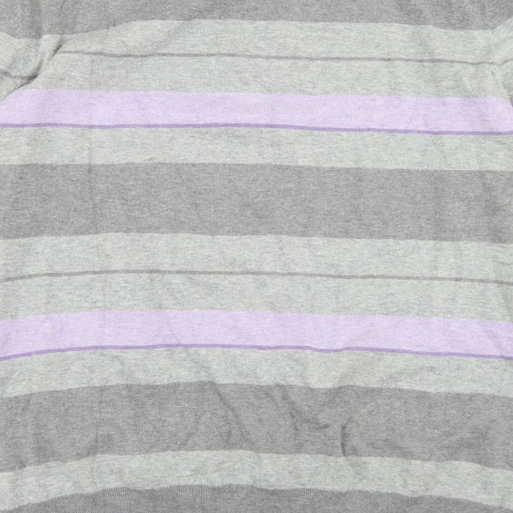 Ted Baker Mens Grey Crew Neck Striped Cotton Pullover Jumper Size 2XL   - Ted Baker Size 6