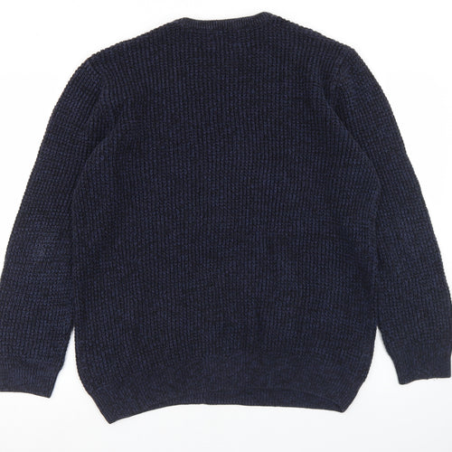 TU Mens Blue Crew Neck  Cotton Pullover Jumper Size L