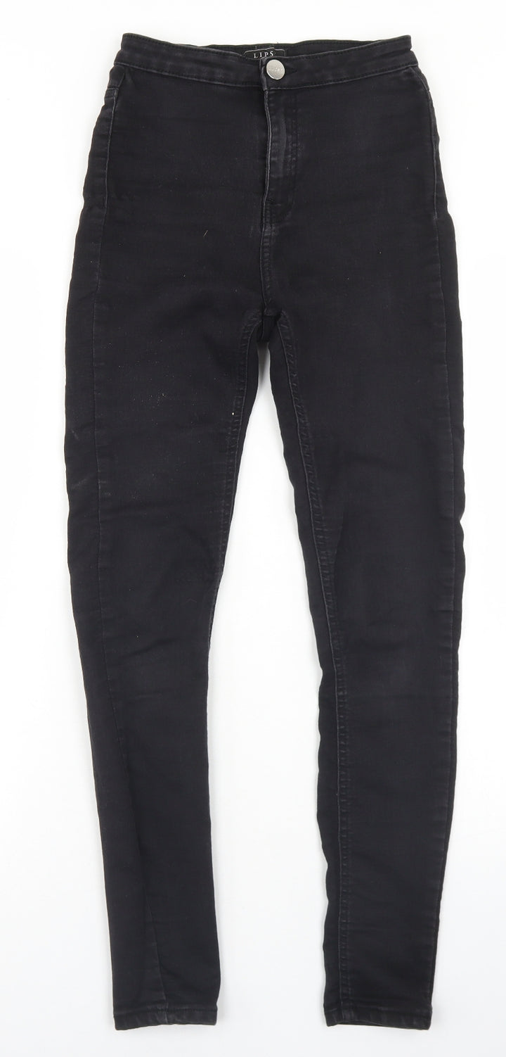 Lipsy Womens Black Cotton Skinny Jeans Size 8 L28 in Regular Button