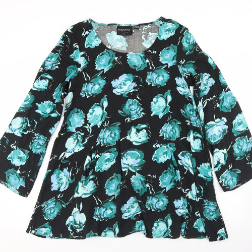 MINKPINK Womens Black Floral Viscose Trapeze & Swing  Size M  Round Neck  - Flare Sleeve