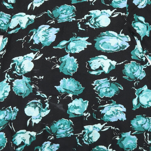 MINKPINK Womens Black Floral Viscose Trapeze & Swing  Size M  Round Neck  - Flare Sleeve