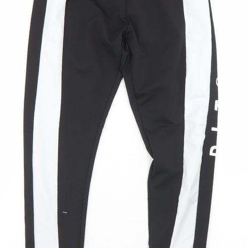 PRETTYLITTLETHING Womens Black  Polyester Compression Leggings Size 8 L25 in Regular
