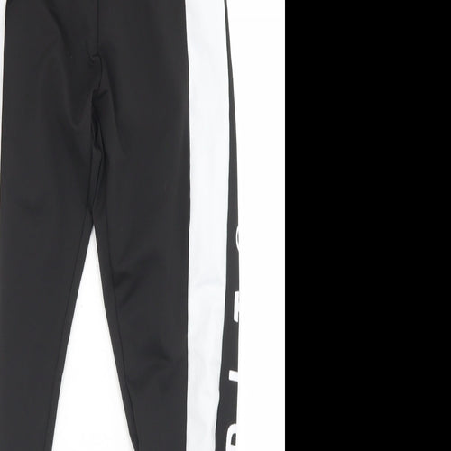 PRETTYLITTLETHING Womens Black  Polyester Compression Leggings Size 8 L25 in Regular