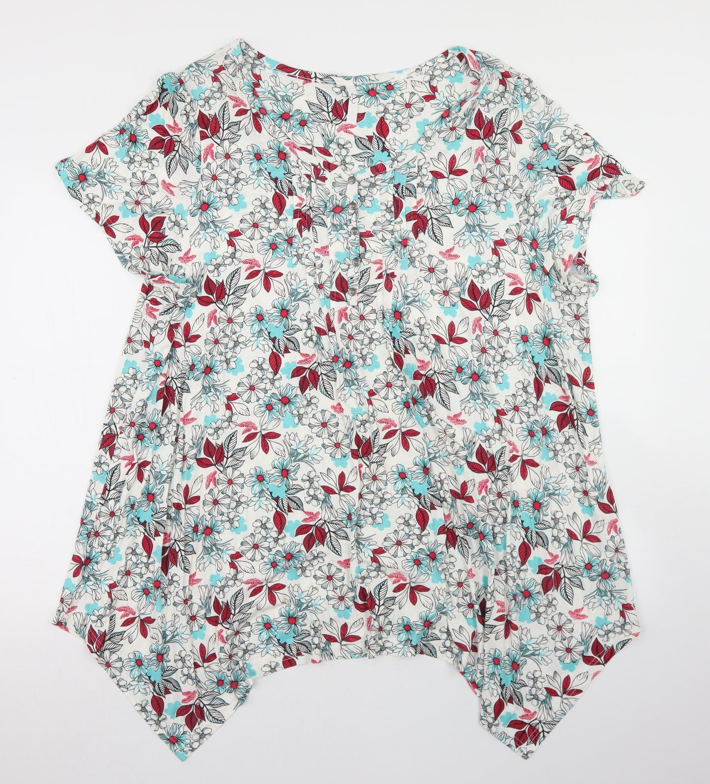 Yours Womens Multicoloured Floral Viscose Basic T-Shirt Size 22 Round Neck