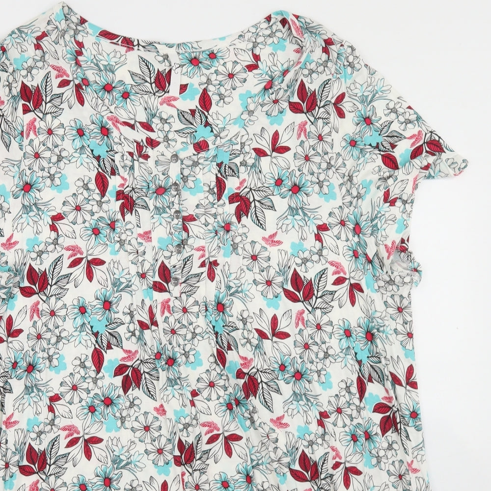 Yours Womens Multicoloured Floral Viscose Basic T-Shirt Size 22 Round Neck