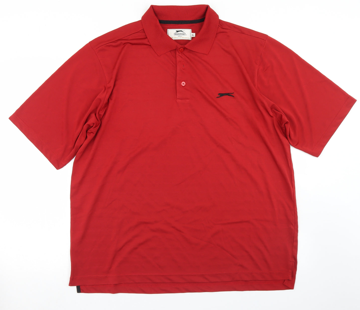 Slazenger Mens Red  Polyester Basic Polo Size XL Collared Button
