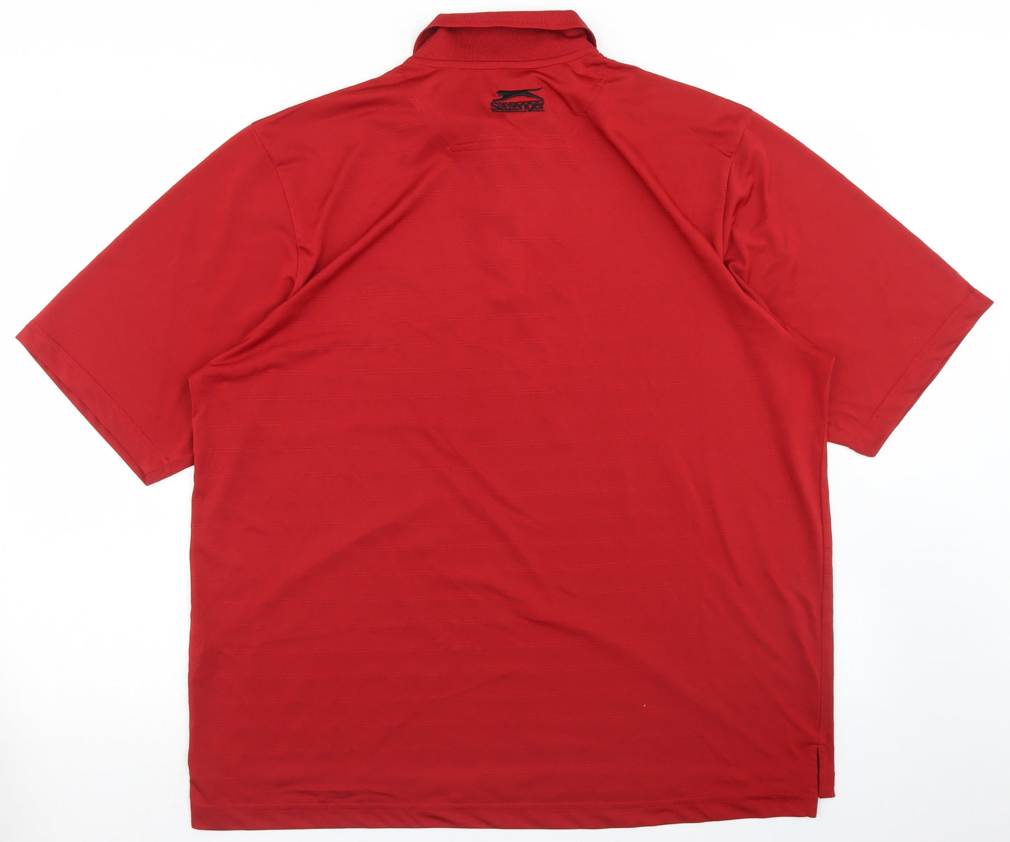 Slazenger Mens Red  Polyester Basic Polo Size XL Collared Button