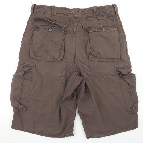 Burton Mens Brown  Cotton Cargo Shorts Size 34 in L12 in Regular Button